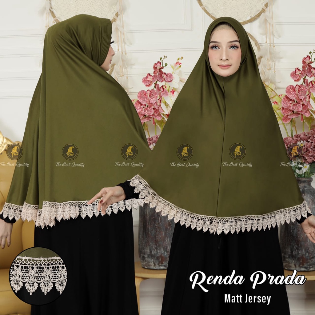 FASHION MUSLIMAH Jilbab Instan Renda Prada Jumbo Bahan Jersey (Renda Prada)