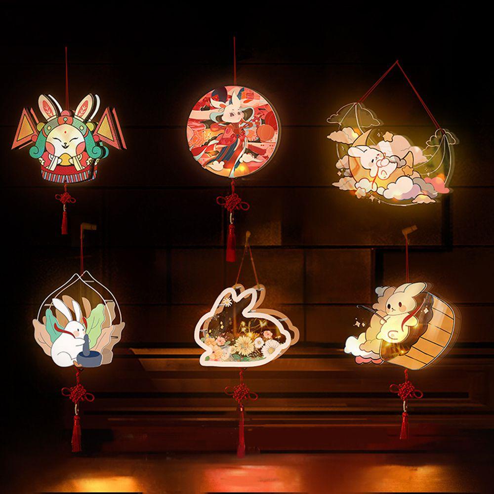 [Elegan] Lentera Festival Mid-Autumn Lentera Portabel Gaya Luminous Tradisional China Buatan Tangan Bahan DIY