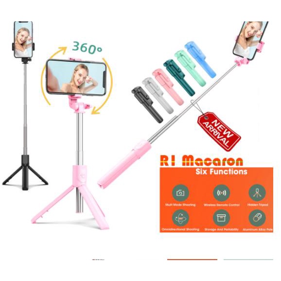 R1 Tongsis Tripod Macaron Tripod Selfie Stick Remote Sutter