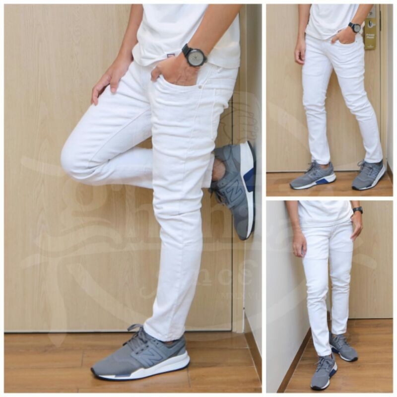 JEANS PRIA SKINNY PUTIH POLOS DAN SOBEK BISA#CelanaPriaCewe#CelanaMurah#JensPutih#CelanaSobek/Celana