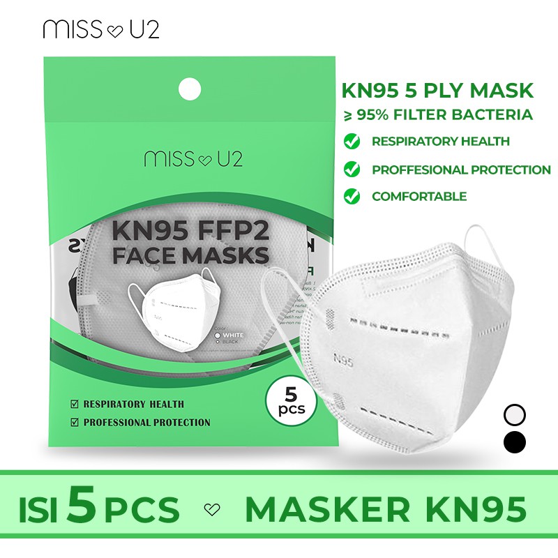 Miss U2 KN95 FFP2 Masker Warna Putih 5 pcs