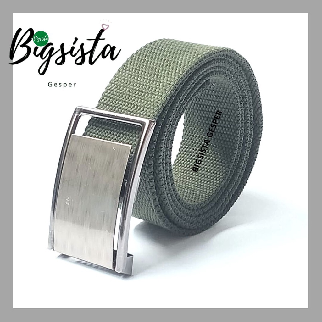 Ikat Pinggang Pria Katun Kanvas Ukuran Jumbo Kepala Polos Gesper Pria Tactical Bahan Kain Nylon Bigsize Sabuk Unisex Wanita oversize Sabuk Army