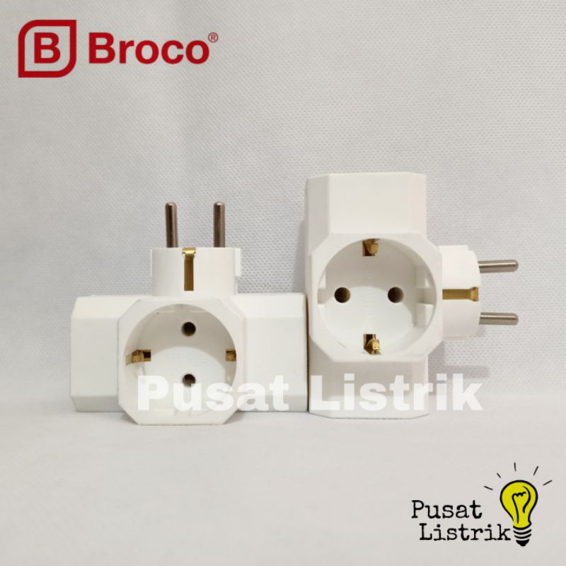 Steker T Arde Cabang 3 Broco Colokan 3 Lubang Putih Broco 13830