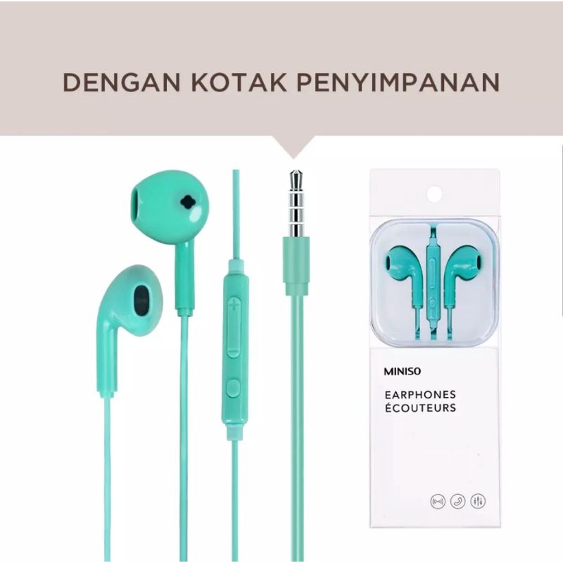 HEADSET MINISO KABEL EAEBUDS IN EAR HEADPHONE KLASIK ORIGINAL MINISO