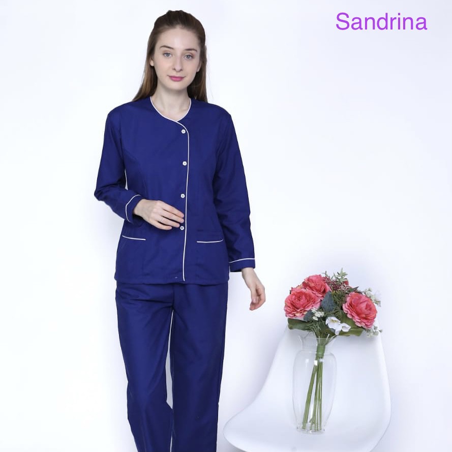 [Sandrina] Baju seragam suster ( Lengan panjang )/ Seragam baby sitter/ Seragam klinik