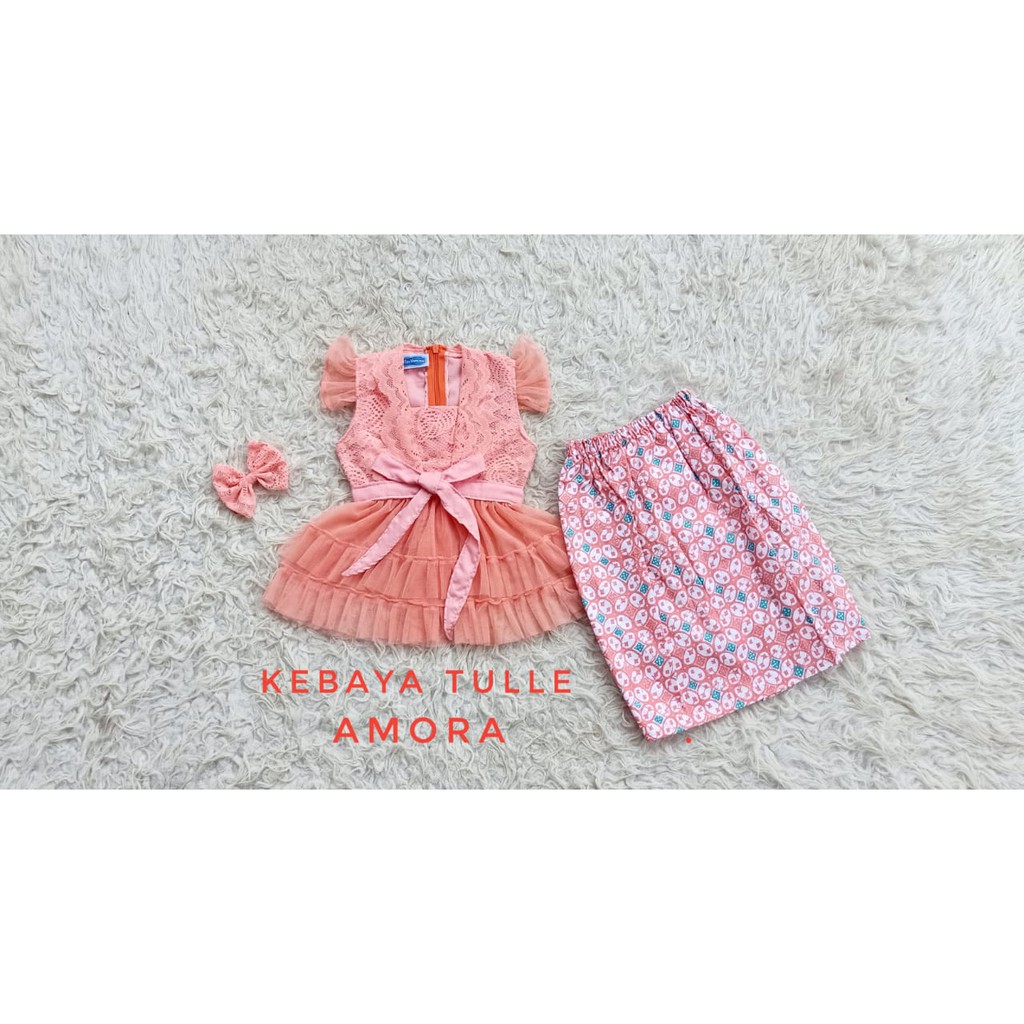Baju Kebaya Anak Amora Size 8-10 Tahun Warna Peach (ReadyStock)