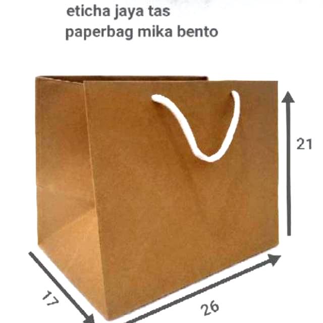 paper bag/tas kertas mika bento polos 26x17x21