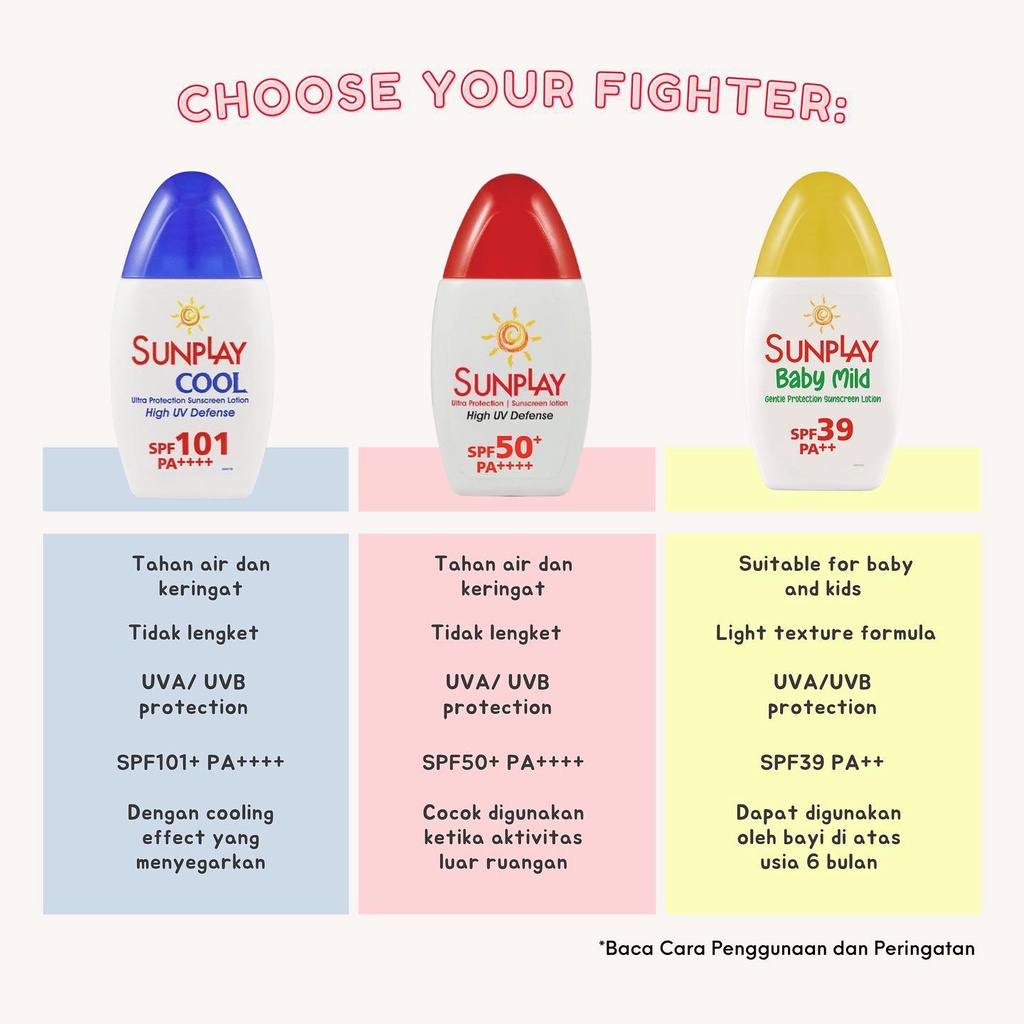 ⭐BAGUS⭐ SUNPLAY Sunscreen Lotion / Cool / Baby Mild SPF 101+ / 50+  PA++++ 30gr |  Ultra Protection