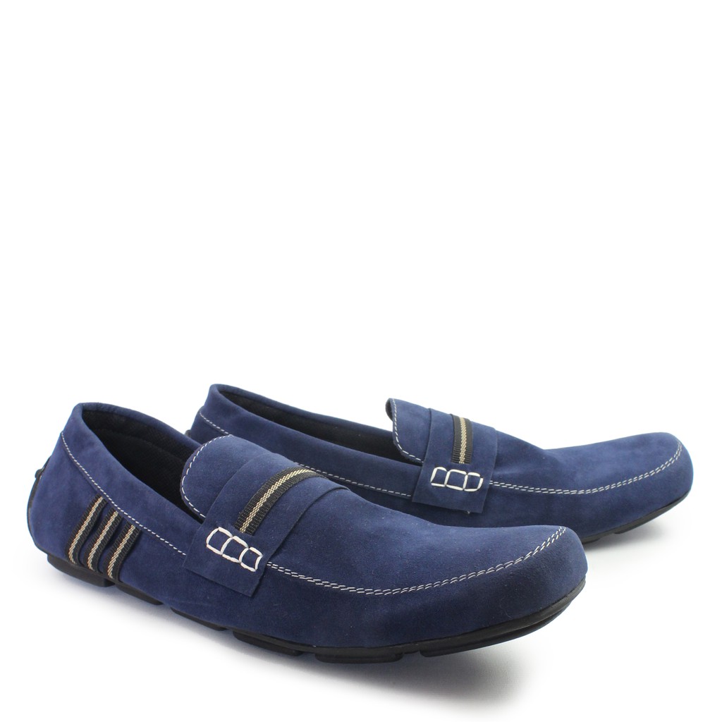 BIG SALE!! Sepatu Slop Pria Adidas UNO Moccasin Suede Navy Kasual Slip On Gaya Pria Slop Cowo Murah