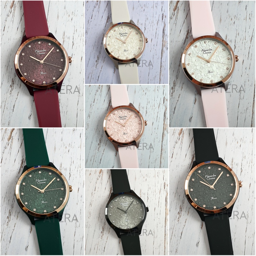 ALEXANDRE CHRISTIE AC 2A03 WANITA ORIGINAL / JAM TANGAN CEWEK ALEXANDER AC2A03 LH RUBBER KARET ROSEG
