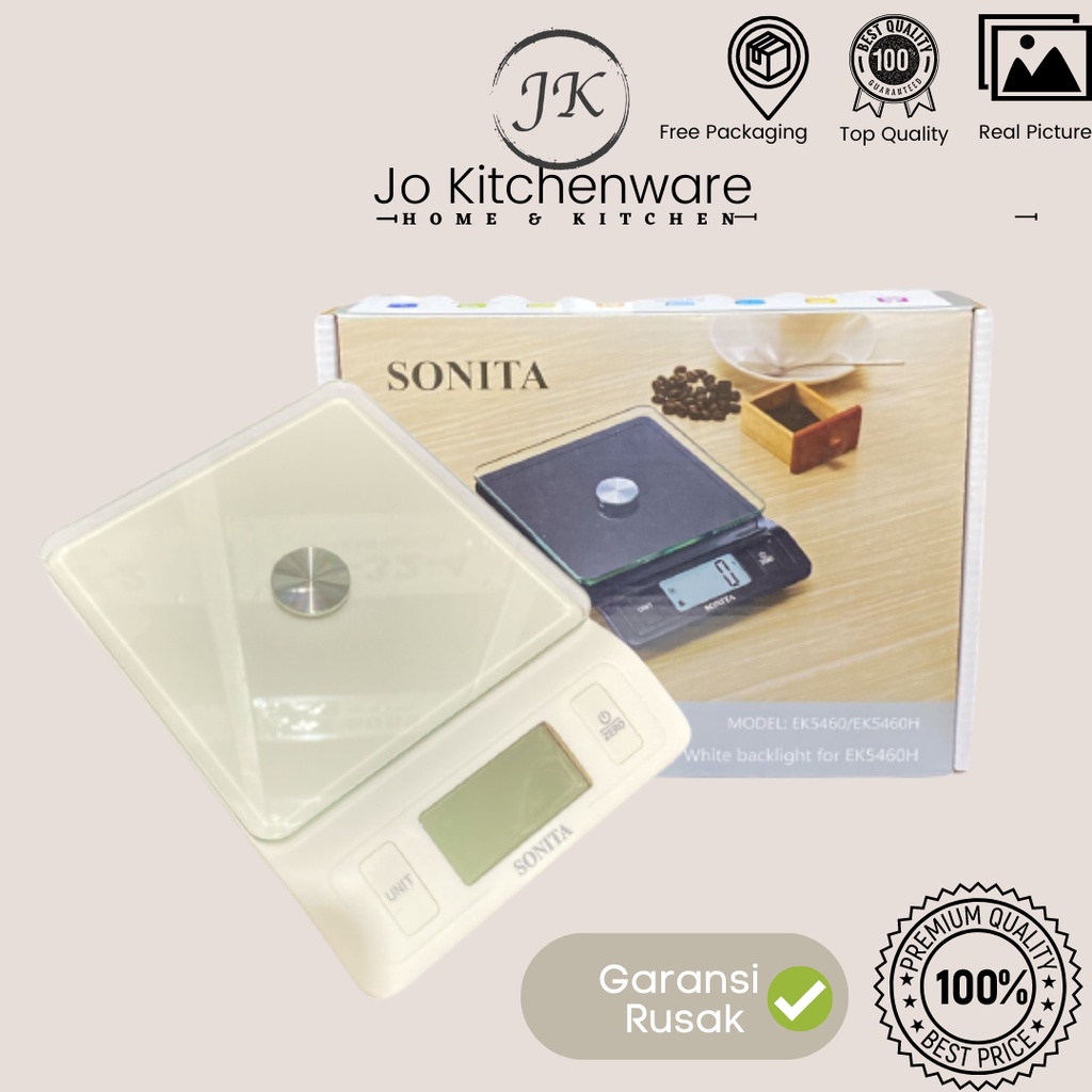 Timbangan kue digital sonita 5kg premium dapur kaca unik EK5460