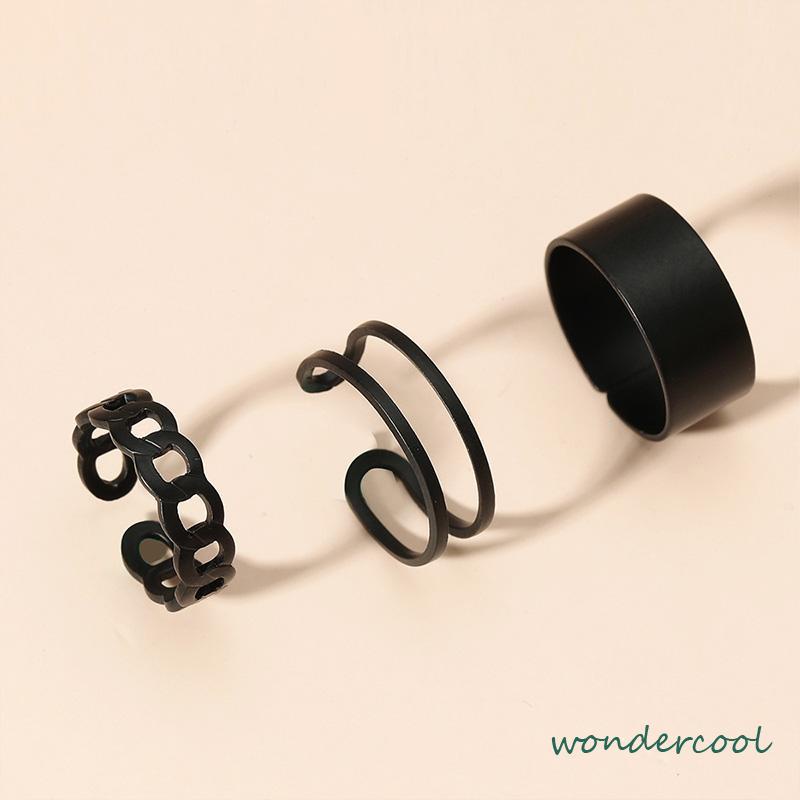 3pcs Set Cincin Jari Knuckle Gaya Vintage Punk Korea Untuk Pria Dan Cincin Wanita -Won