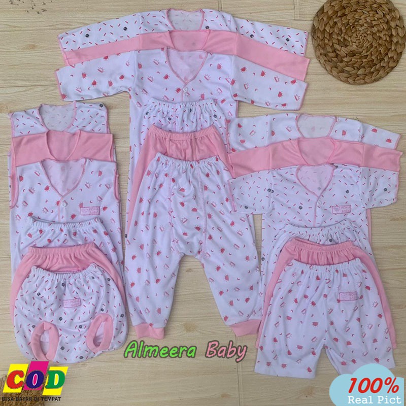 Isi 18 PCS Paket Lahiran Baju Celana Bayi Gift Set Kado Lahiran Usia 0-3 Bulan Almeera Baby and Kids