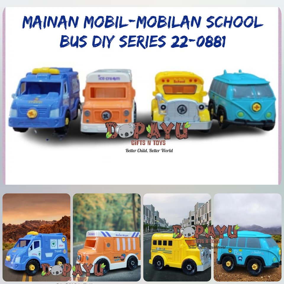 MAINAN MOBIL-MOBILAN ASSEMBLE SCHOOL BUS DIY SERIES 22-0881 RL589 24D