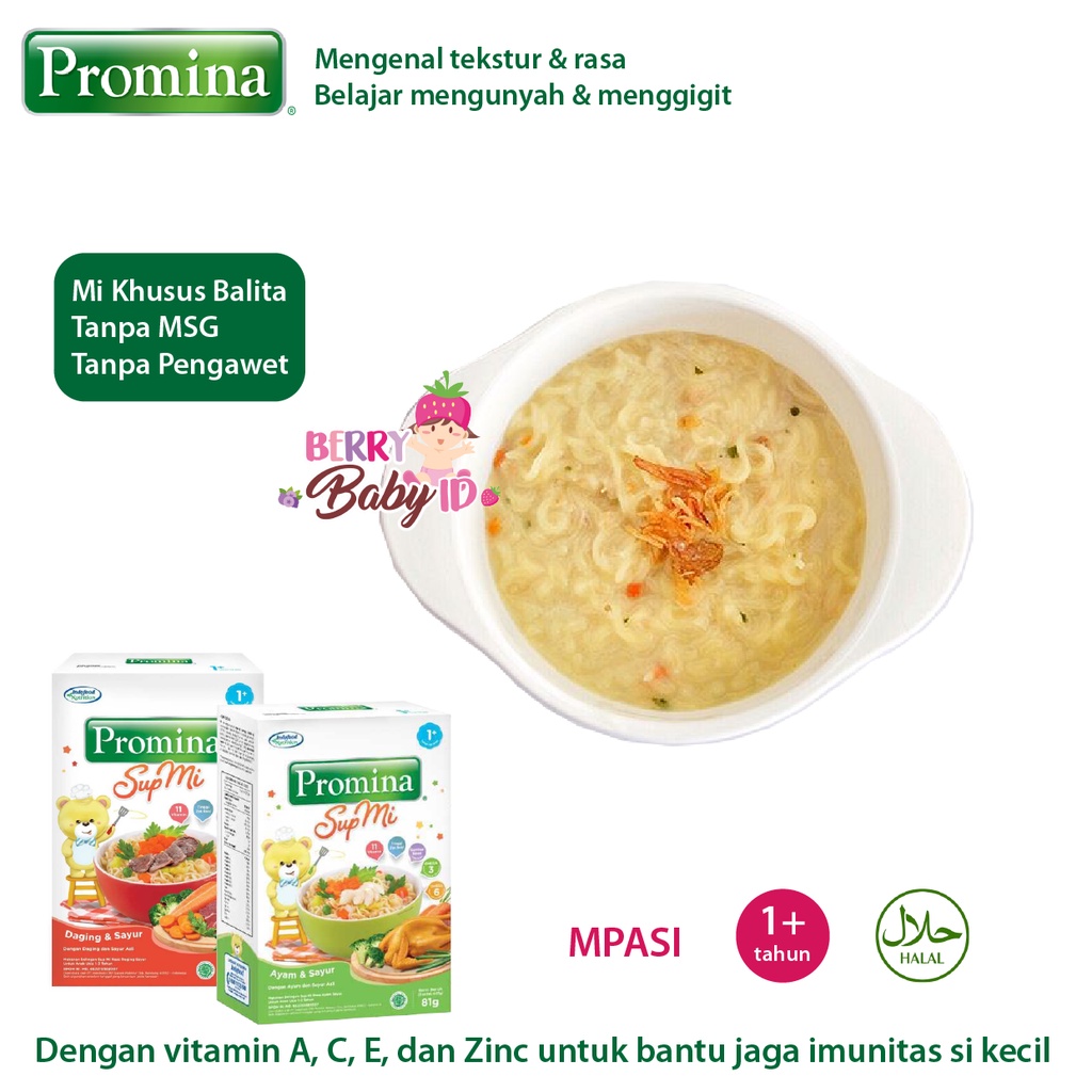 Promina Sup Mi Ayam Sayur &amp; Daging Sayur MPASI Makanan Bayi 12m+ Berry Mart