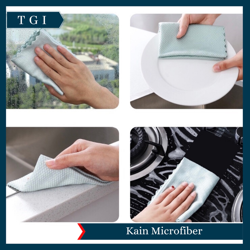 TGI - KAIN LAP DAPUR MEJA PIRING ANTI MINYAK MICROFIBER KITCHEN TOWEL SERBAGUNA SERAP AIR CLEANING