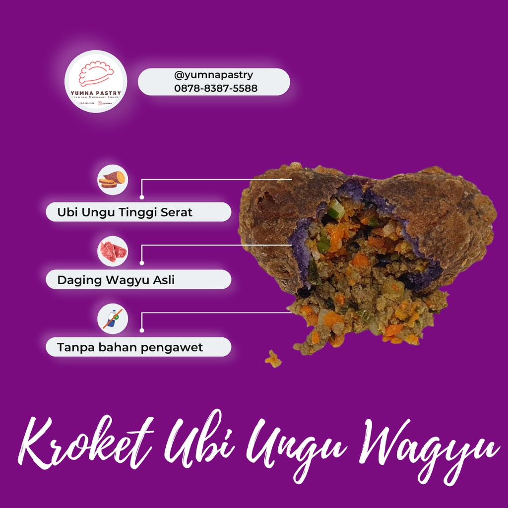 

Kroket Ubi Ungu Daging Sapi Wagyu - Snack Khas Makassar Jajan Takjil Ramadan / SNACK MEETING CATERING PERNIKAHAN / SNACK CATERING / SNACK MEETING / JAJANAN SESERAHAN MAKASSAR / SNACK BOX / MINUMAN SEGAR / TERIMA RESELLER