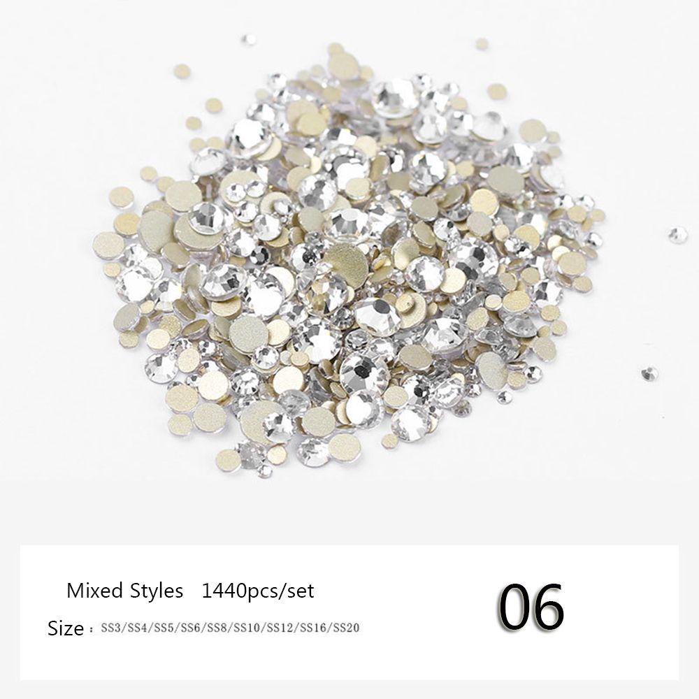 Preva 1440pcs/bag Hiasan Kuku Rhinestones Mix Baru Ukuran Gold/Silver Nail Art Dekorasi
