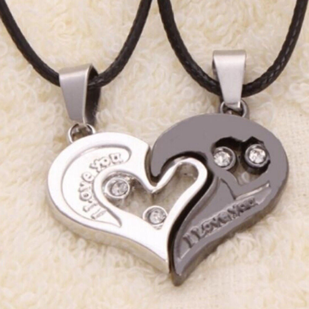 Kalung Pasangan Pasangan Tulisan I Love You Bahan Stainless Steel