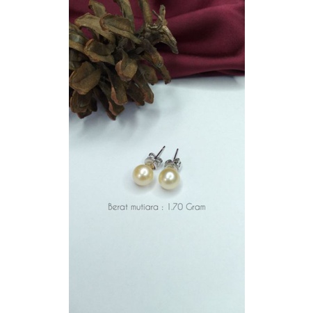 Mutiara Lombok Asli | Giwang rhodium mutiara air laut