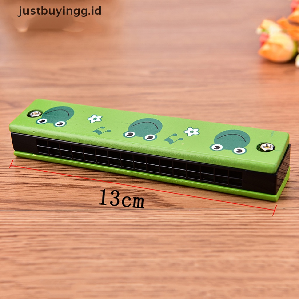 Justbuyingg.Id Harmonika Tremolo 16 Lubang Cover Kayu Multi Warna Untuk Mainan Edukasi Anak