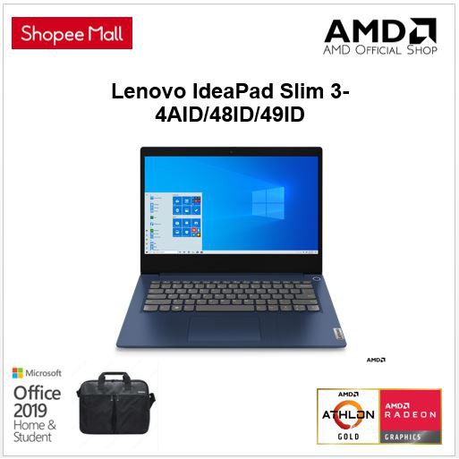 Lenovo IdeaPad Slim 3 - AMD Athlon Gold 3150U 8GB 512ssd W10+OHS 14 FHD