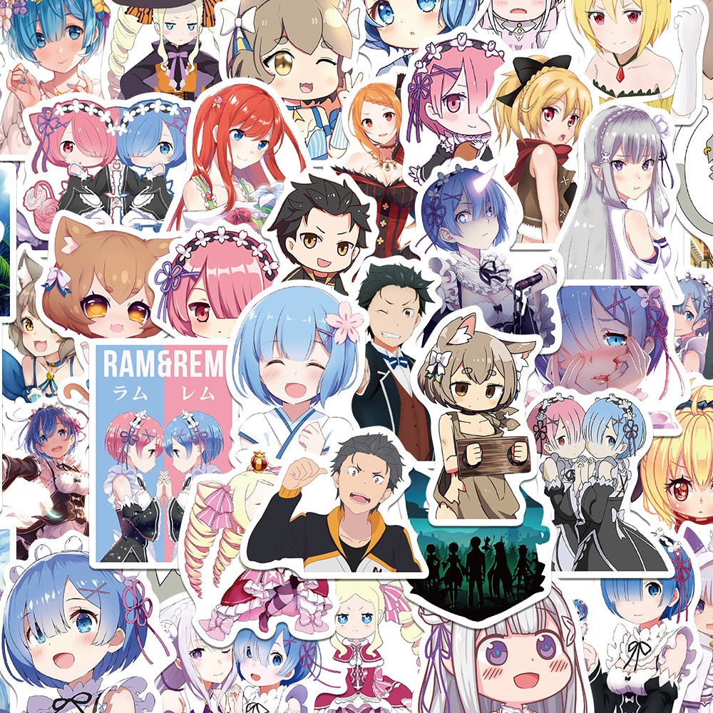 50pcs RE ZERO Starting Life in Another World Stickers for Snowboard Luggage bike WaterBottle Decoration Stickers