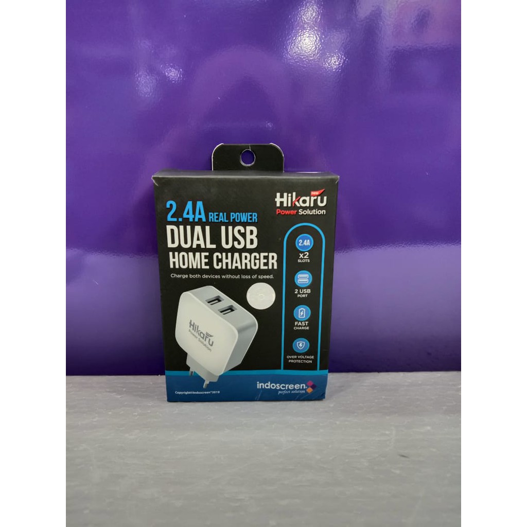 BATOK CHARGER HIKARU DUAL USB 2.4A REAL POWER