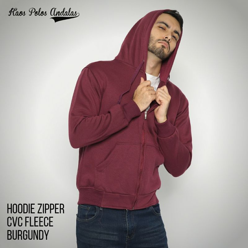 HOODIE ZIPPER BAHAN COTTON CVC FLEECE SERI WARNA 1