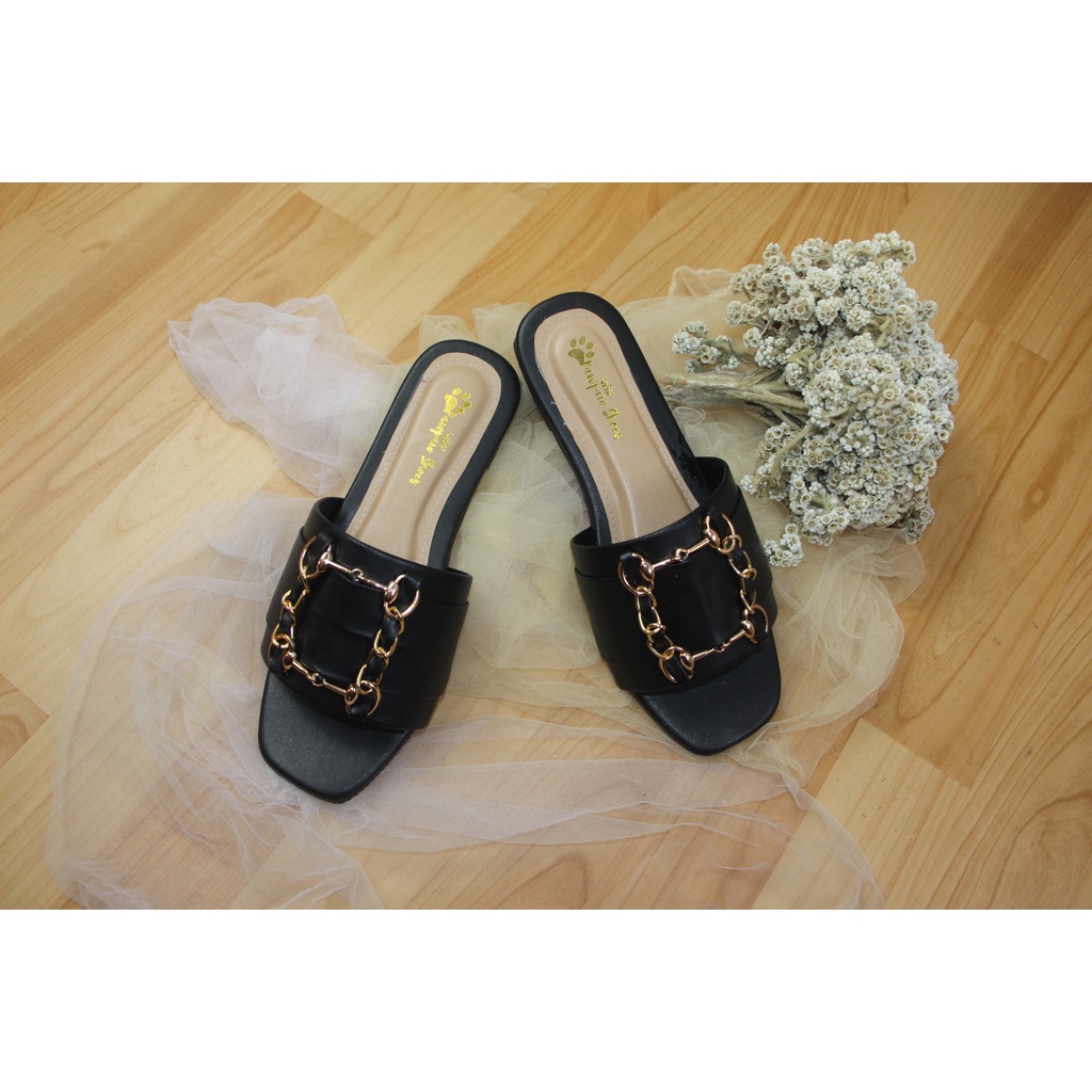 sepatu big size jumbo wanita sandal kinan black