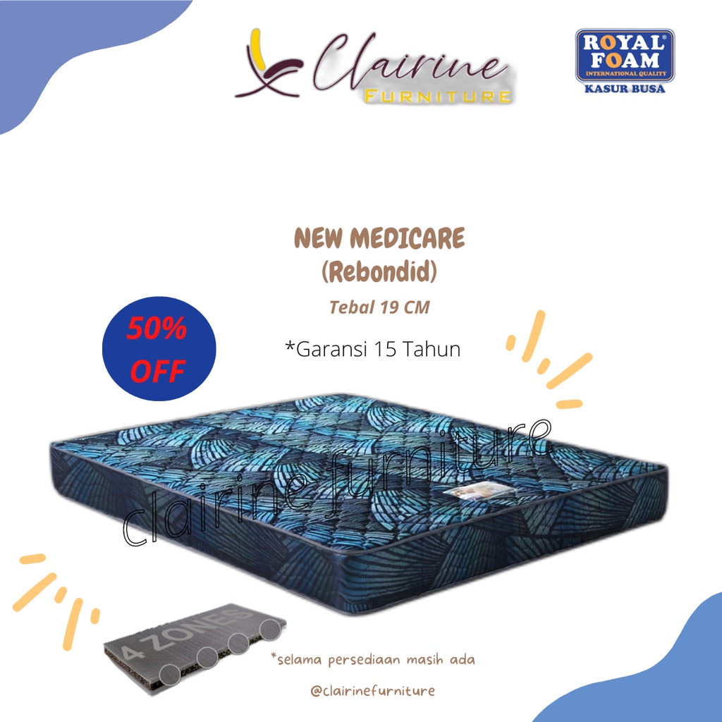 KASUR BUSA ROYAL FOAM NEW MEDICARE T20CM uk 90,120,160,180,200 cm