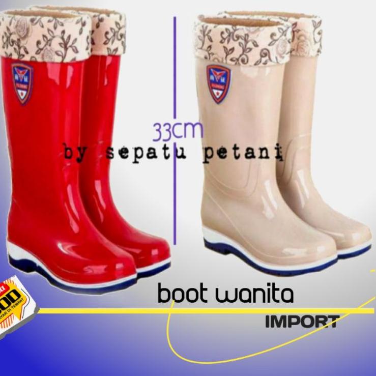 Harga Bersahabat.. COD Sepatu Boot Wanita Cewek Dewasa Karet Lentur Import panjang 33 Cm Bukan AP Bo