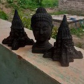 2 BUAH CANDI BOROBUDUR 8CM DAN 1 KEPALA BUDHA 9CM BAHAN BATU ASLI TERMURAH..