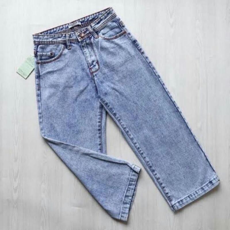 Highwaist Kulot Jeans Wanita Lipat