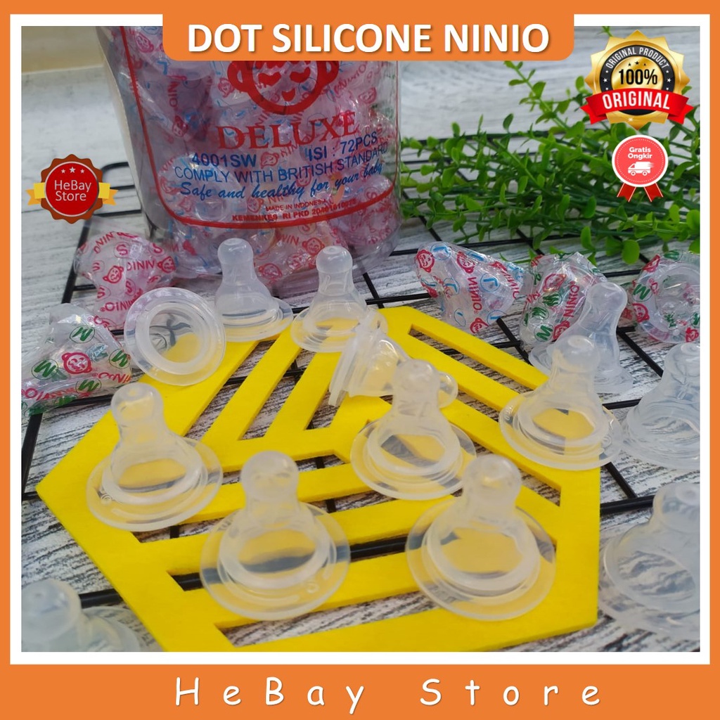 Ninio Dot Silicon Botol Susu Bayi Deluxe Tanpa Box Ukuran Size S M L