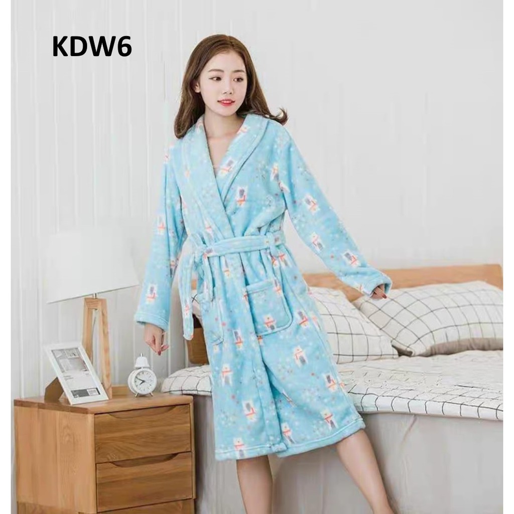 Kimono Bludru Dewasa Bear Blue - KDW6