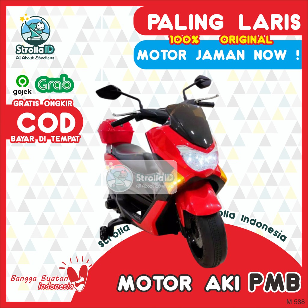 Sepeda Motor Aki Mobil Aki Anak PMB MOTOR R RAID 588 AKI NMAX Mainan Anak Tricycle M588 Murah ORI