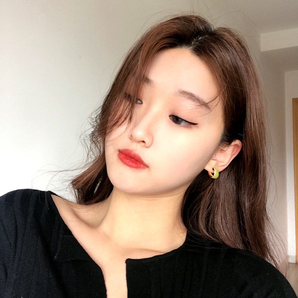 Hu Hu Hu Hu Hu Alat Bantu Pasang Kacamata♡ Anting Tusuk Gantung Wanita Bentuk C Enamel Gaya Vintage Untuk Hadiah