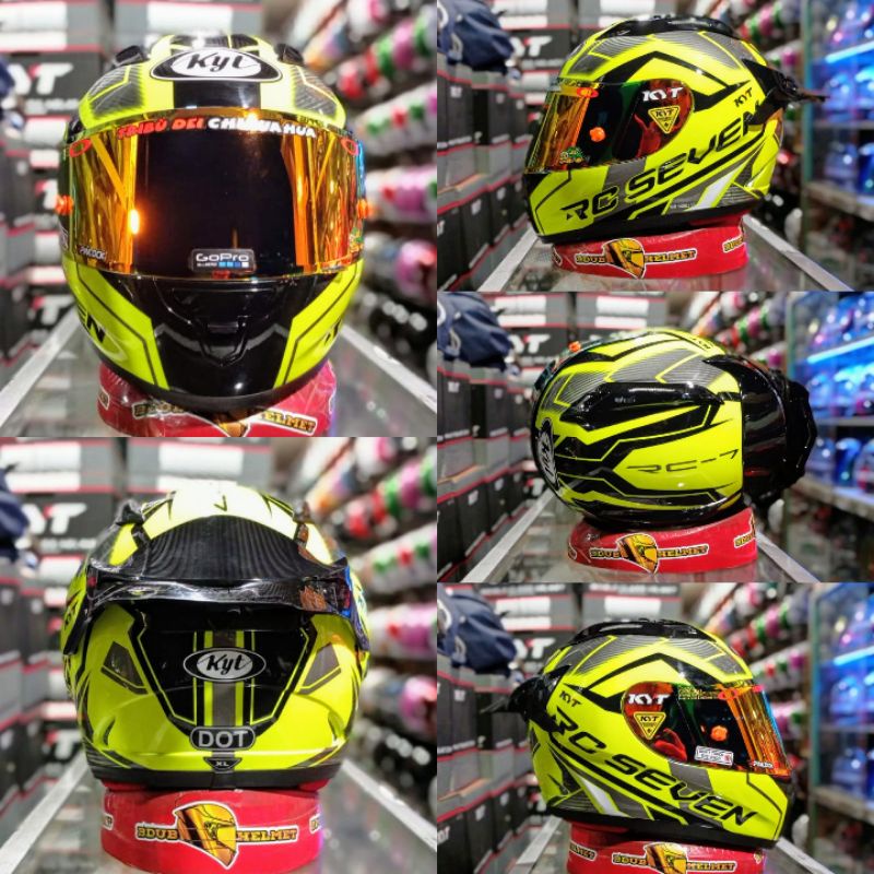 Helm full face KYT RC Seven Paket Ganteng Motif Visor Iridium Silver Stiker Set  Spoiler RC7-PAKET GANTENG NO- 2