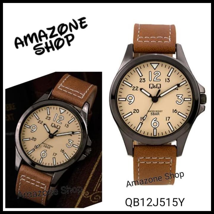 Jam Tangan Pria Original Q&Q Qb12J515Y Qq Qb12J Qnq Tali Kulit Series