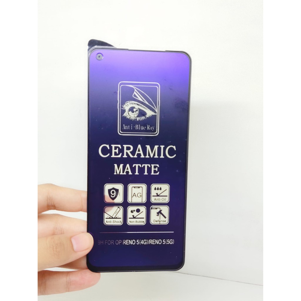 CMAB Ceramic Matte Anti Blue Oppo A53 A54 A33 2020 Reno5 5G Anti Gores Glare Full Layar No Sidik