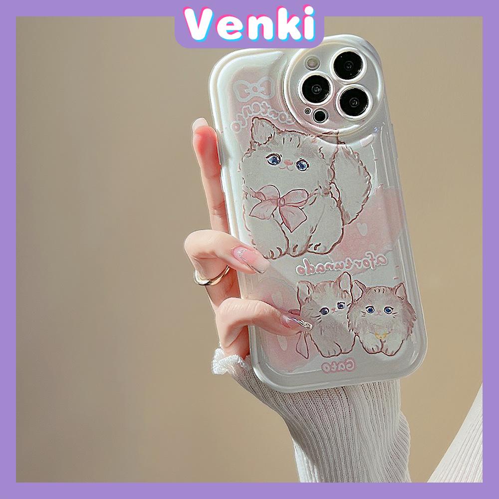 iPhone Case Silicone Soft Case Airbag Shockproof Protection Camera Pink Kitten Cartoon Cute Compatible For iPhone 11 Pro Max 13 Pro Max 12 Pro Max 7Plus xr XS Max