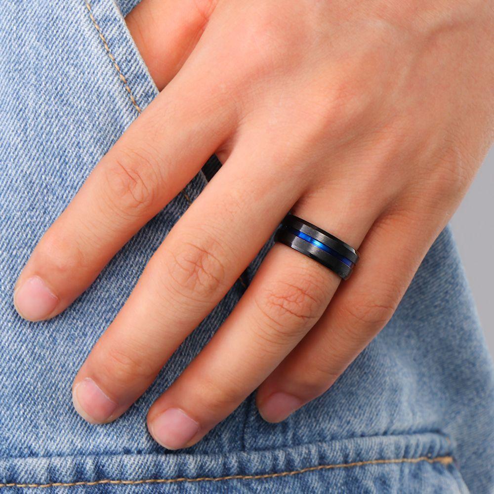 Cincin Baja Titanium Nanas 8mm Band Perhiasan Pria