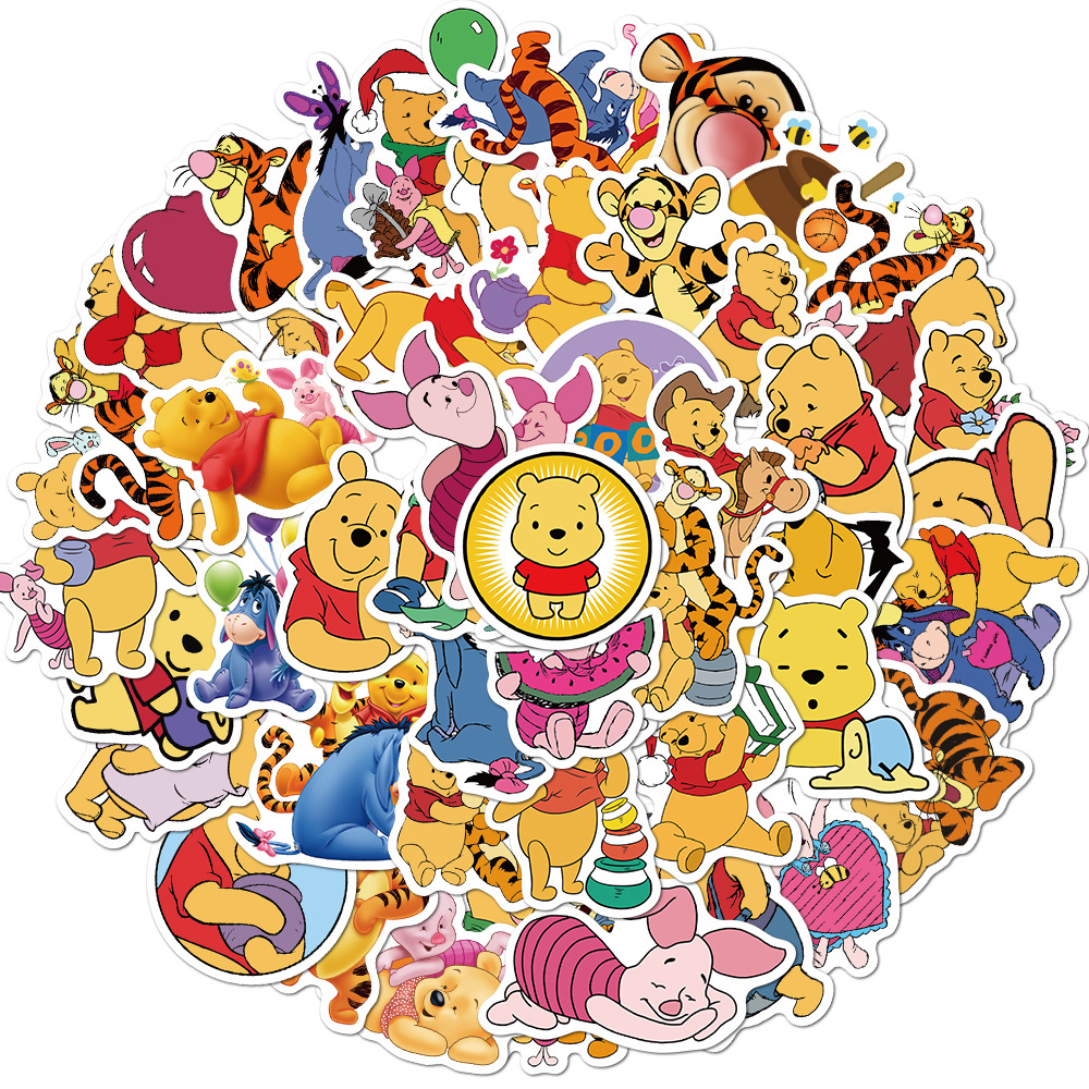 50pcs Stiker Kartun Winnie the Pooh Untuk Dekorasi Koper / laptop