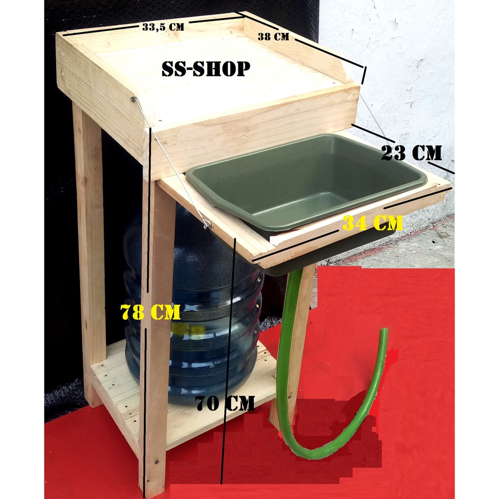 Dispenser Galon > Dispenser Ember Cuci Tangan > Kursi Galon > Kursi Ember cuci tangan+ Bak + Selang