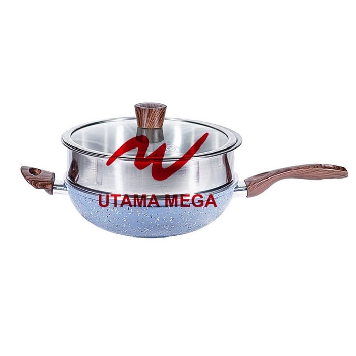 Supra 28SWG Panci Cok 2IN1 Wok Dan Steamer Masak Jadi Mudah