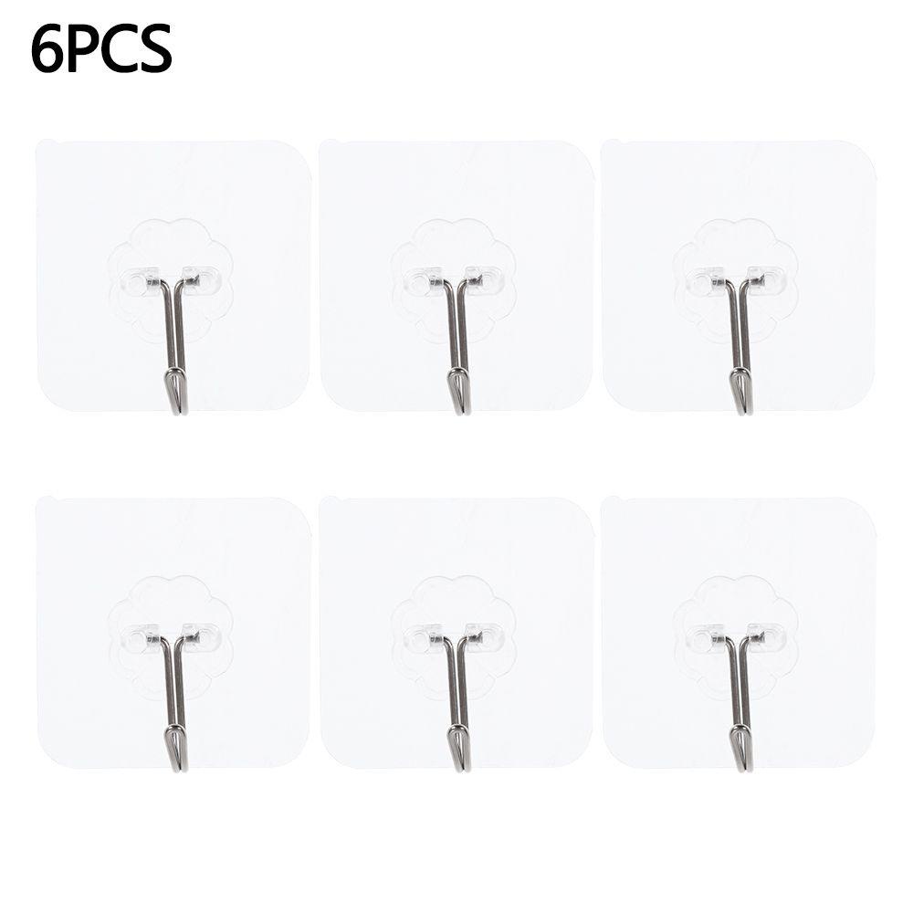 Nanas 6pcs Kait Perekat Diri Suction Cup Transparan Kuat Holder Dapur