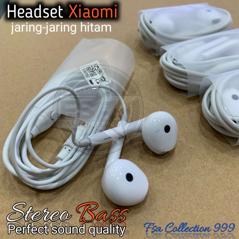 Headset Xmi Ori Bass stereo rdmi 3 4a 4x note 4 note 5 5A note 7 note 8 9 Pro 9A 9C 9T 10A 10C poco M3 X3 F3(jaring hitam)