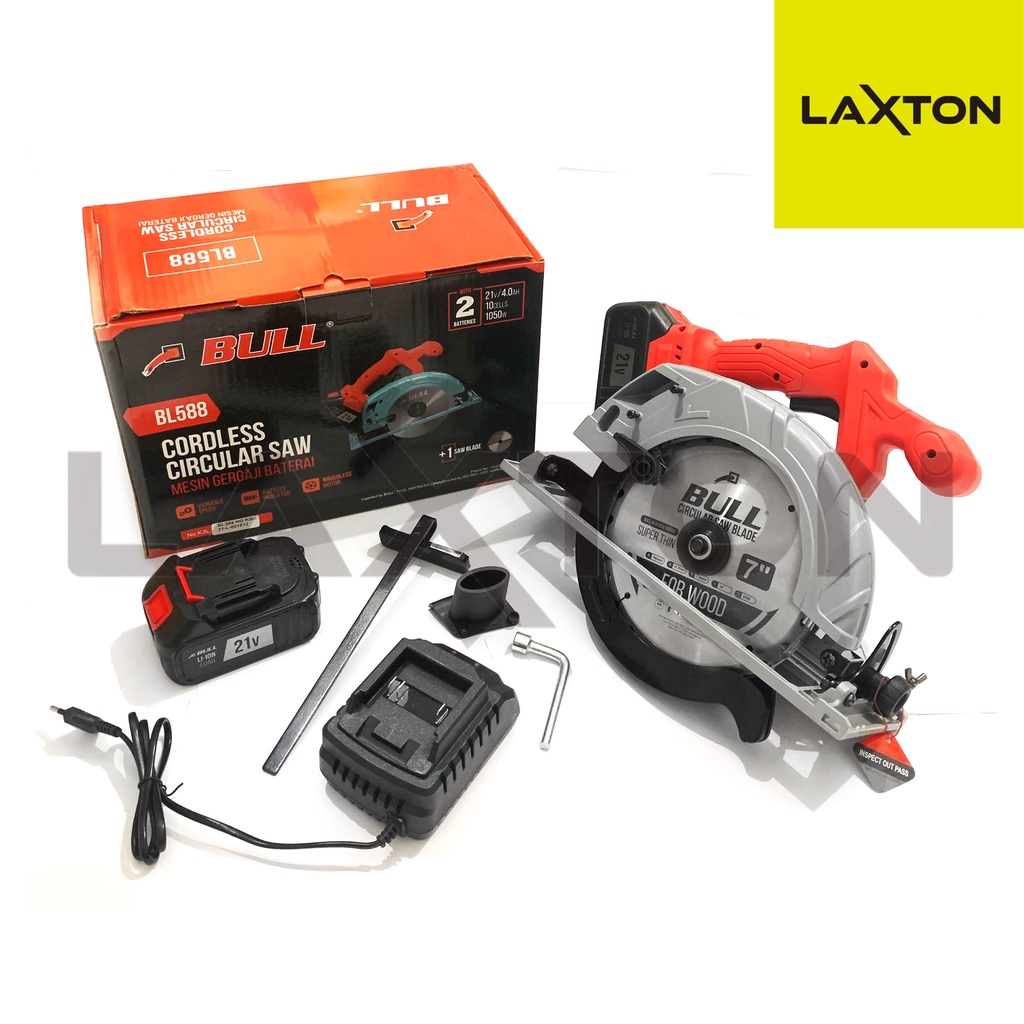 BULL Mesin Gergaji Circular Saw 7&quot; Cordless Baterai BL588