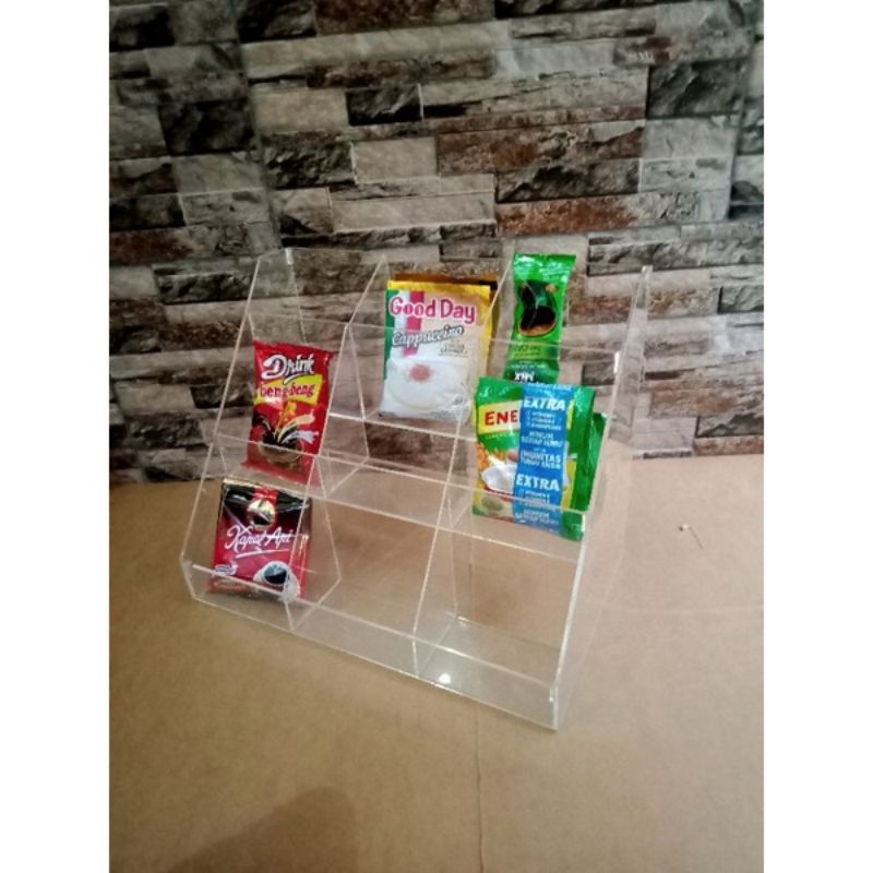 AKRILIK TEMPAT KOPI / TEH /RAK TEMPAT KOPI 9 SLOT AKRILIK